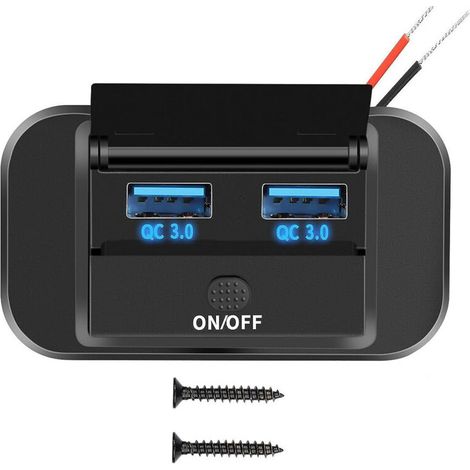 12V Prise Chargeur USB de Voiture 36W Double QC3.0 USB avec Interrupteur Étanche pour 12V/ 24V Voitures Bateaux
