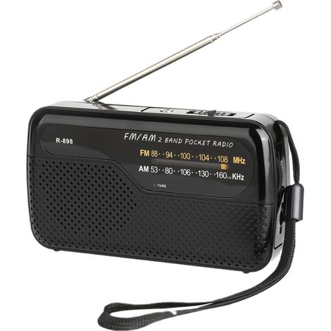 Radio Portable, Transistor sur Sac Portable FM, Fonctionne avec 2 Piles AA, Petite Radio de Poche, Radio FM, Haut-Parleur Puissant, Utilisation en intérieur et en extérieur (1/5)