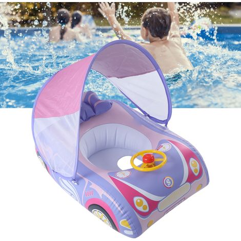 Cochecito hinchable para bebé con parasol y claxon, para niños pequeños de 1 a 4 años, PVC de 0,35 mm, rosa. (1/5)