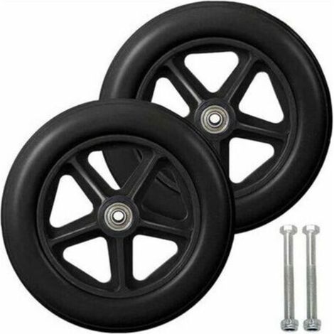 Roue avant de 8 pouces, lot de 2 roues de rechange pour fauteuil roulant, pneu plein antidérapant, 190 mm, gris et noir, roues pour fauteuils roulants, déambulateurs (noir) (1/5)