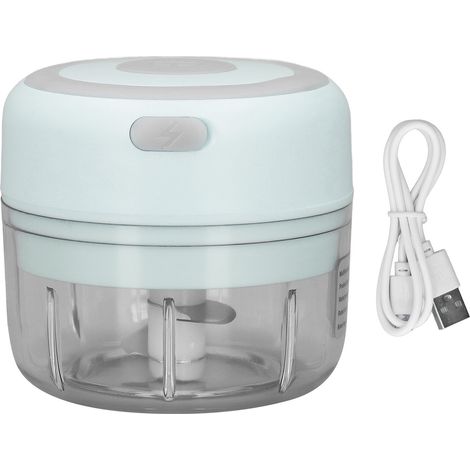 Mini-hacheur ail électrique USB 250ML vert, lame acier inoxydable qualité alimentaire, broyeur ail puissant rechargeable (8.6x5x7cm) (1/5)