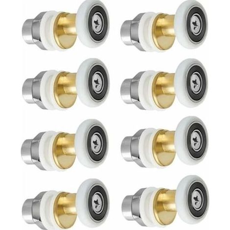 Lntyq Porte de Douche - Rouleau Roulette Roue pour Porte de Douche Roulettes Coulissantes Porte Roue de Remplacement pour Rouleau 8 pièces 23mm (1/5)