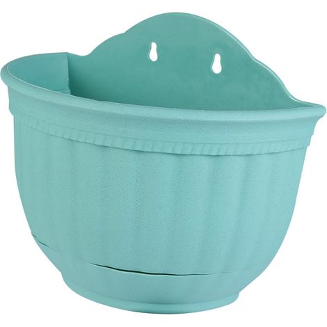 SHERCHPRY Pot de fleurs semi circulaire en plastique texturé avec soucoupe (1/5)