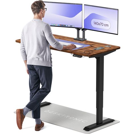 Desktronic Bureau assis debout HomePro - 140x70cm - Noyer/Noir