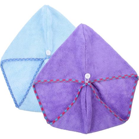 2pièces Serviettes Rapides à Séchage pour Cheveux Et Tête Lot pour Bain Et Douche (1/5)