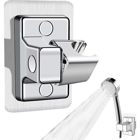 Soporte para cabezal de ducha, soporte de ducha ajustable de 360°, soporte de cabezal de ducha de plástico ABS, soporte para cabezal de ducha sin perforaciones, adhesivo para (1/3)