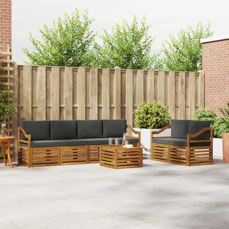 vidaXL Outdoor-Sofagarnitur mit Kissen 7 pcs Natur und Anthrazit (1/5)