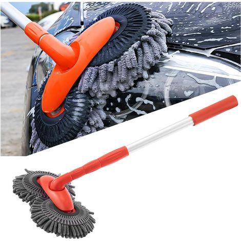 Brosse Lavage De Voiture, Brosse À Laver Voitures À Deux Têtes, Balai Rétractable Long Manche Lavage Voitures, Balai Lave-Auto Double Tête Pivotant 360 Degrés Poils Rétractables(1 Ensemble) (1/5)