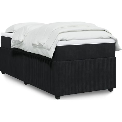 Lit simple - 90x190 cm, Sommier à lattes de lit avec matelas Noir Velours WFE965845 DESIGN IN (1/5)
