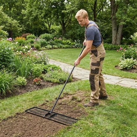 Lawn Leveling Rake, Adjustable Handle, 180 U-Head (1/5)