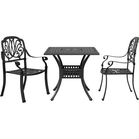 Ensemble bistrot de jardin 3 pièces en aluminium coulé noir, table et 2 chaises, 28.51kg - PANGIVO (1/5)