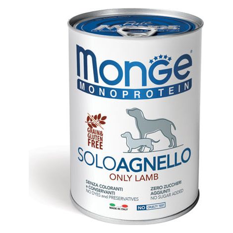 Monge Monoprotéique Solo Agneau Aliment Humide pour Chiens 12 x 400 g (1/2)