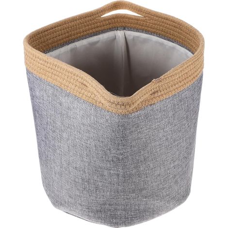 Panier à Linge Panier de Rangement Multifonctionnel en Corde de Coton Khaki Pliable Design Pratique et Solide Lavable pour Salle de Bain et Jouets (1/5)