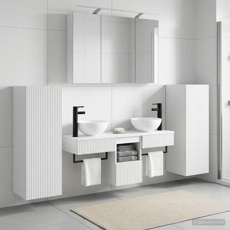 vidaXL Bathroom Furniture Set 6 pcs White Engineered Wood and Glass (1/5)