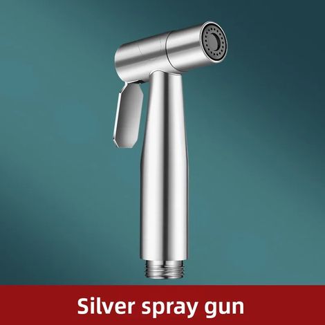 Pistolet de chasse d'eau en acier inoxydable argenté - Modèle portatif haute pression, convient pour la salle de bain et autres usages