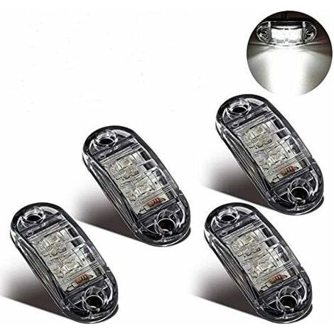 Luci di posizione laterali a LED, luci di ingombro per rimorchi universali da 12 V e 24 V, camion, roulotte, autobus (4 pezzi, bianco) (1/4)