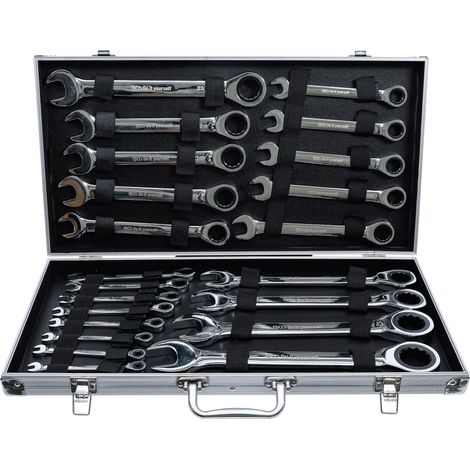 Coffret multi-outils 22 pièces – Jeu de clés mixtes à cliquet 6 - 32 mm – Cliquet 72 dents avec angle de réglage 5° (1/4)