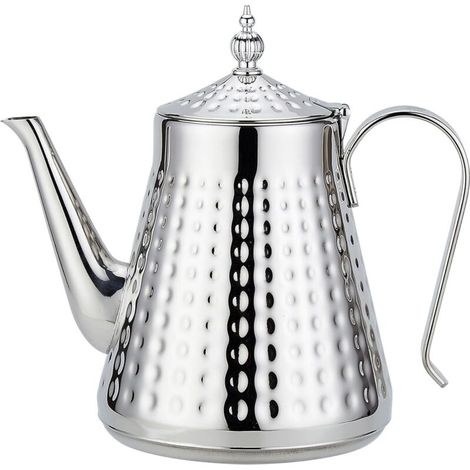 Théière en acier inoxydable 1650ml avec infuseur amovible,Théière vintage,argent