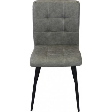 Sedia da interno sala da pranzo con struttura in metallo e seduta larga rivestita in ecopelle Ginter - DarkGray (1/4)