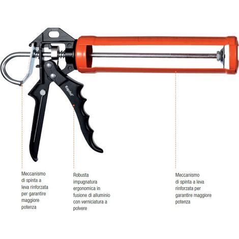 PISTOLA X CARTUCCIA SILICONE SIGILLANTE MANUALE CARTUCCE DA 300ml Ø50mm KAPRIOL (1/3)