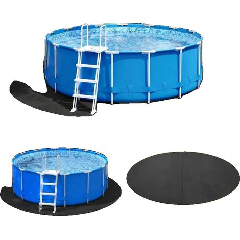 Lona protectora para el suelo de la piscina, tejido no tejido, diseño extraíble, color negro. (1/2)