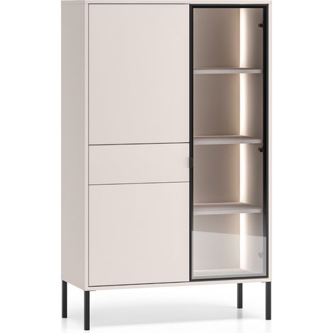 Selsey Barnee – Vitrine 3 portes – avec LED – Gris cachemire – 92 cm (1/5)
