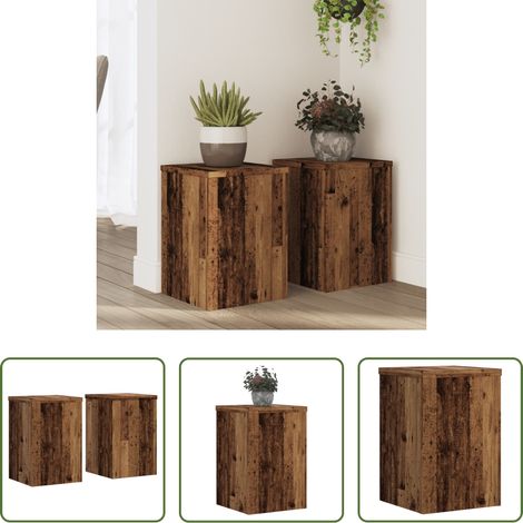 Holzwerkstoff - Pflanzenständer 2 Stk. Altholz-Optik 25x25x35 cm Holzwerkstoff