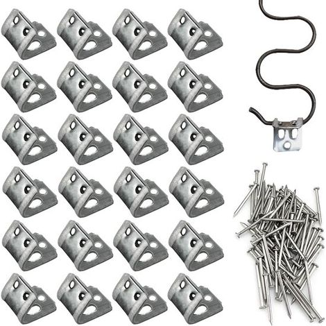 Attaches de ressort pour meubles 24 pièces avec 5 trous – Clips métalliques avec 72 clous en fer – Fixations de réparation pour ressorts de canapés fauteuils et chaises rembourrées (1/5)