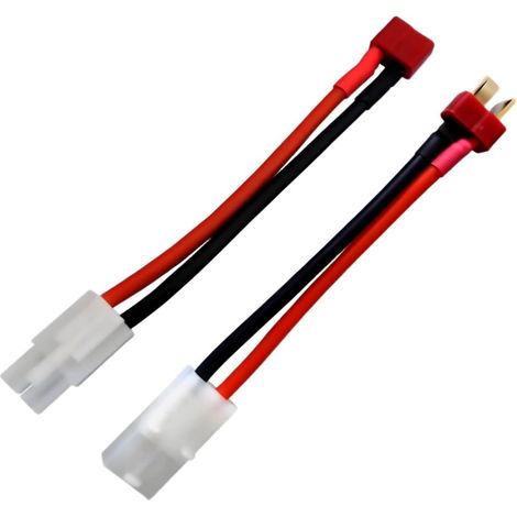 Lot de 2 adaptateurs de Batterie Japonais 13,5 mm - Fiche mâle vers Prise Femelle T-Dean - Connecteurs à Haute Tension - Fiche dorée - Câble 14 AWG de 5 cm -pour modélisme et RC (1/5)