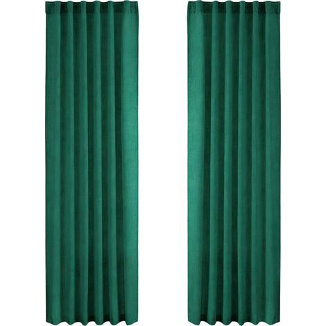 Rideaux en Imitation lin pour salon,-vert foncé W127 214 (1/2)