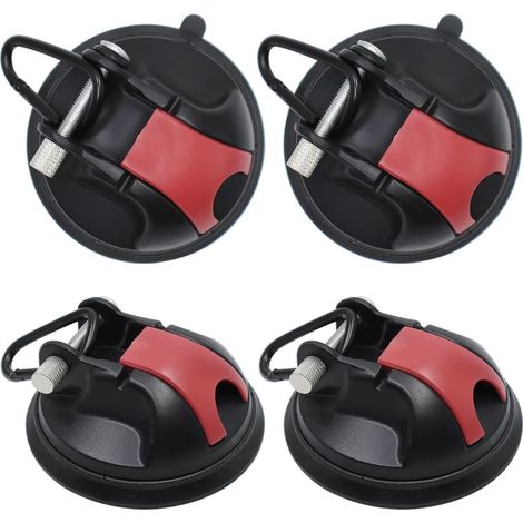 4 Pièces Crochets d'Ancrage à Ventouse Capacité de Charge de 35 kg pour Camping avec Connecteur Auvent, Camping-Car, Carrelage, Verre, Tentes (Rouge,noir) (1/5)