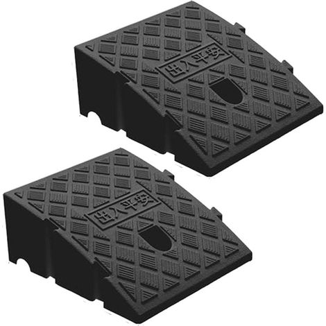 Lot de 2 Rampe de Trottoir 250x270x70mm, Portable - en Plastique Léger - Rampe de Seuil de 7cm Trottoirs pour Voiture vélo Fauteuil Roulant, Moto, Chariot à Main, Surface Antidérapante, 2 Pièce (1/5)