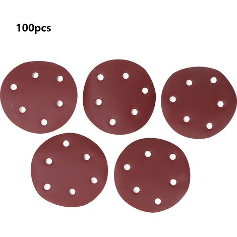 Ortviai Disques abrasifs ronds 125 mm (5 pouces) à 6 trous – grain 600, 100 pièces, oxyde d’aluminium (1/5)