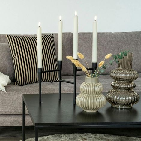 Bougeoir design en métal noir pour 4 bougies (1/4)