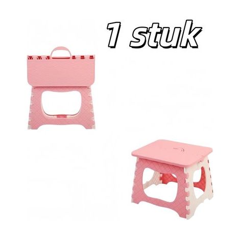 pièce - Tabouret pliant - Meubles - Antidérapant - Avec poignée - Portable - Convient pour salle de bain, chambre, cuisine - Medium - Rose (1/5)
