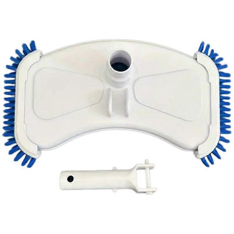 Tête d'écumoire manuelle de 14 pouces avec brosses latérales pour le nettoyage de piscine, blanche ( ) (1/5)