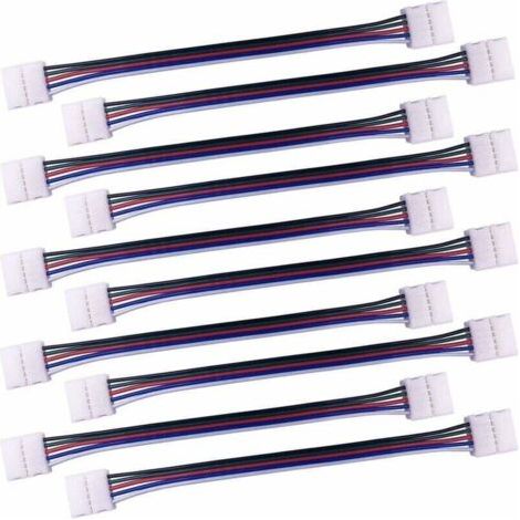10pcs Câble connecteur RGBW 5 Broches Lampe Bande LED de 10mm Convertisseur de lumière Ruban LED sans Soudure Adaptateur pour connecter 2 Bandes LED SMD 5050 RGBW Ensemble-17cm Long (1/4)
