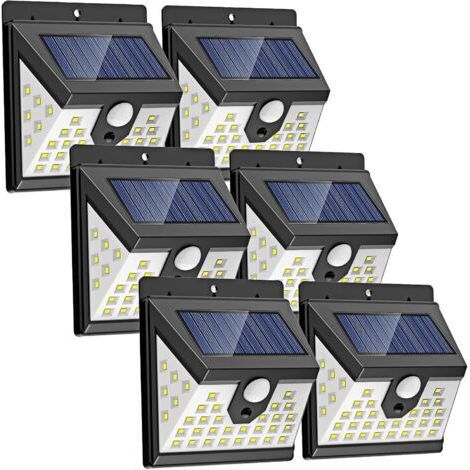 Lot de 6 lampes solaires d'extérieur – 40 LED – Détecteur de mouvement PIR – Étanchéité IP65 – Matériau ABS haute résistance – 3 modes d'éclairage