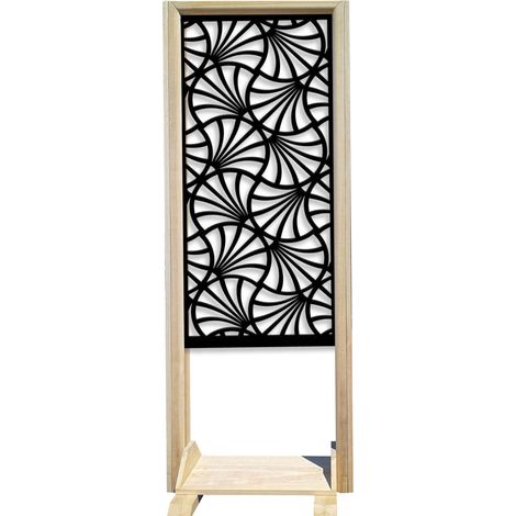 CAMPANE - Paravent modulable - 70x190 cm - en bois et PVC - Couleur : noir