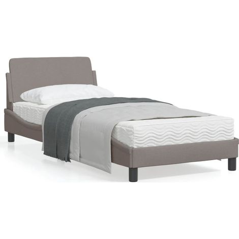 Cadre de lit avec tête de lit Taupe 80x200 Tissu (1/5)