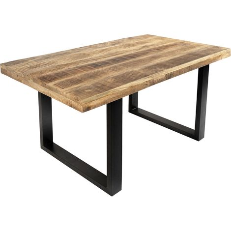 Esstisch Mango Massiv naturfarben 140 x 80 cm U-Gestell schwarz RIO (1/5)