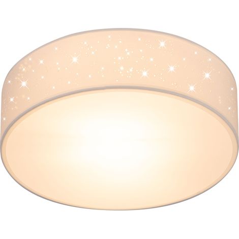 Monzana Plafonnier Ciel étoilé Tissu Rond E27 Plafonnier Tissu Plafonnier Chambre Salon Ø30/38  38 cm Blanc