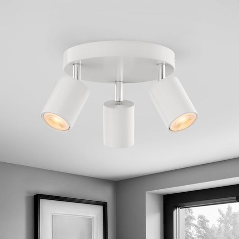 1 Plafonnier 3 Spots Orientables, Métal Blanc, Culot GU10, Salon Chambre Cuisine (1/5)