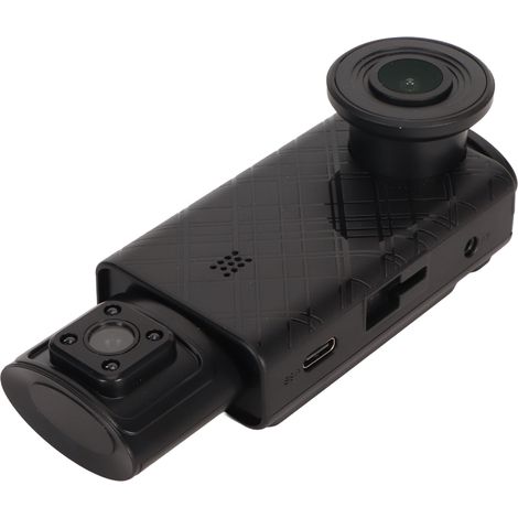 Caméra embarquée 1080p à trois canaux avec écran IPS de 2 pouces, offrant une vue avant et arrière, la surveillance à bord, la vision nocturne et la détection de mouvement. Couleur : noir. (1/5)