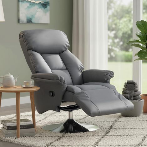 Fauteuil de relaxation inclinable pivotant repose-pied réglable jusqu'à home cinéma chambre pour salon gris 120 kg style élégant (1/5)