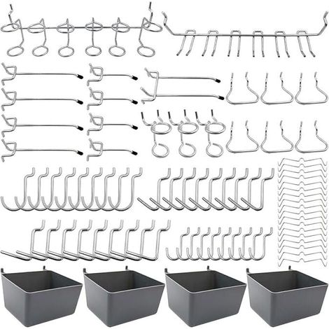 Porte-outils de Crochets pour Panneaux Perforés avec Bacs, Verrous à Chevilles, pour Organiser Divers Outils, 80 pièces GROOFOO (1/5)