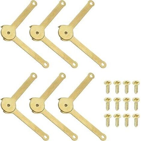 6 Pcs Charnière de Support de Couvercle en Métal, Doré Charnière de Soutien de Couvercle 68 x 8mm, Rotative à 180 Degrés pour Armoire, Boîte à Bijoux, Décoration de Valise,