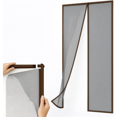 Marrone Zanzariera Magnetica con Telaio Tagliabile Porta