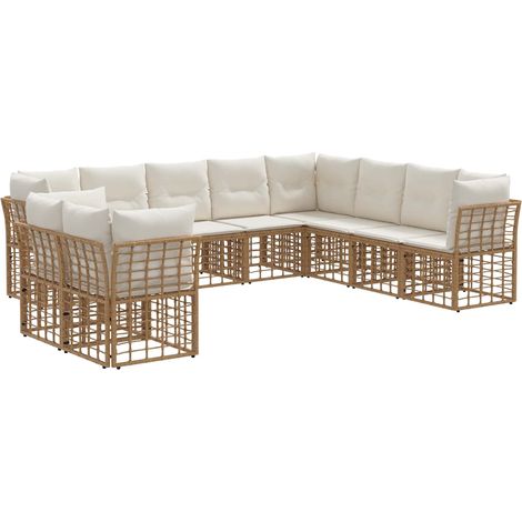 Outdoor-Sofagarnitur Natur Polyester vidaXL