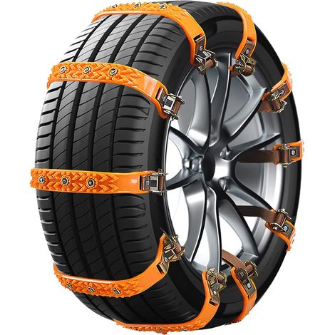 10 Chaussettes neige, Sangle antidérapante ajustable, Clous en alliage, Pneus 165-265mm, Voiture SUV Camion (1/5)